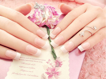 Professional French Long Nail Patches - Normal Specifications | Finished Nail Art Effect