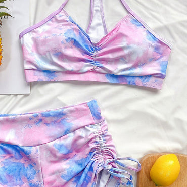 Professional Tie-Dye Bikini Shorts Suit Push-Up Brazilian Swimsuit - Quick-Drying Fabric (Vibrant Design, Flattering Silhouette, Water Activities)