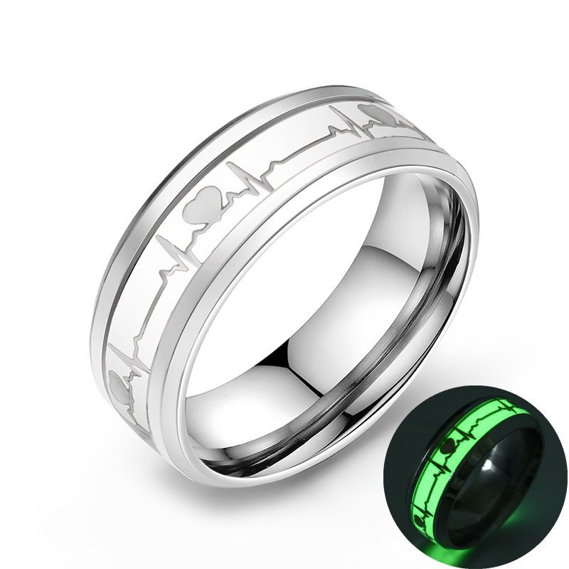 ECG Couple Carbon Fiber Ring - Luminous Jewelry