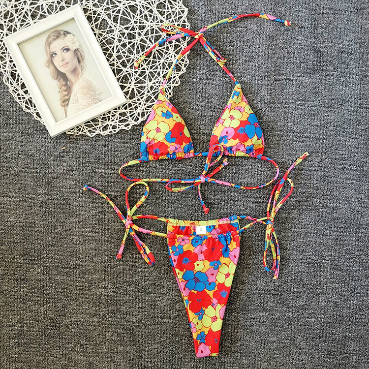 Professional New Floral Drawstring Bikini Swimsuit Women - Polyester (S-L, 2 Floral Patterns, Customizable Fit, Summer Essential)