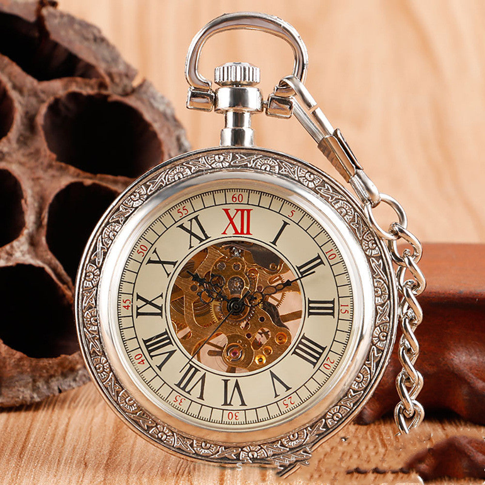 Carved Mechanical Pocket Watch - Artisan Traditional Meticulous Nostalgic Classic Enduring Craftsmanship