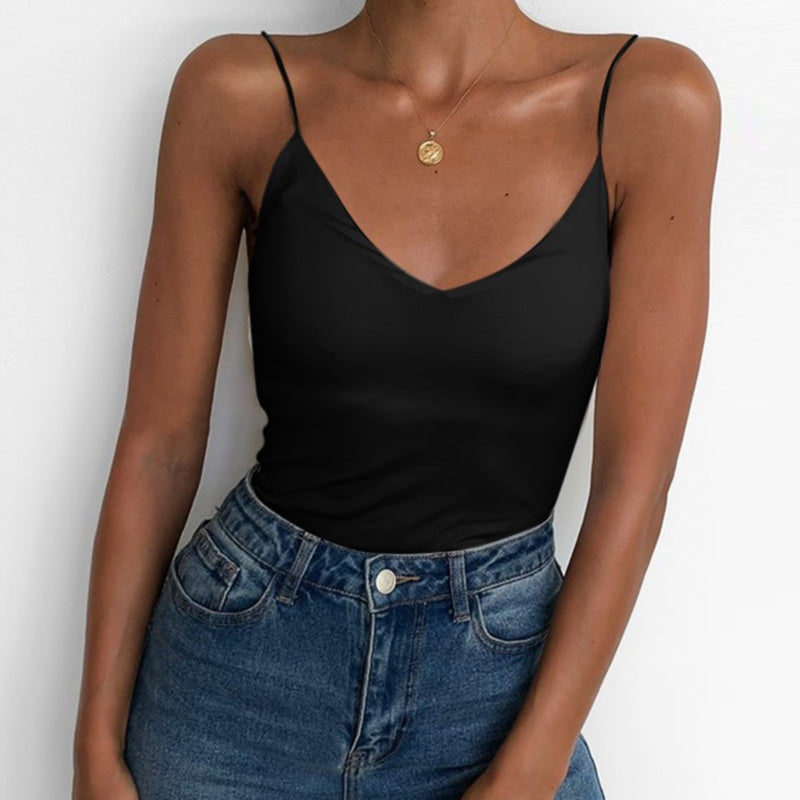 Satin femmes mince sauvage solide Camis gilet femmes débardeurs