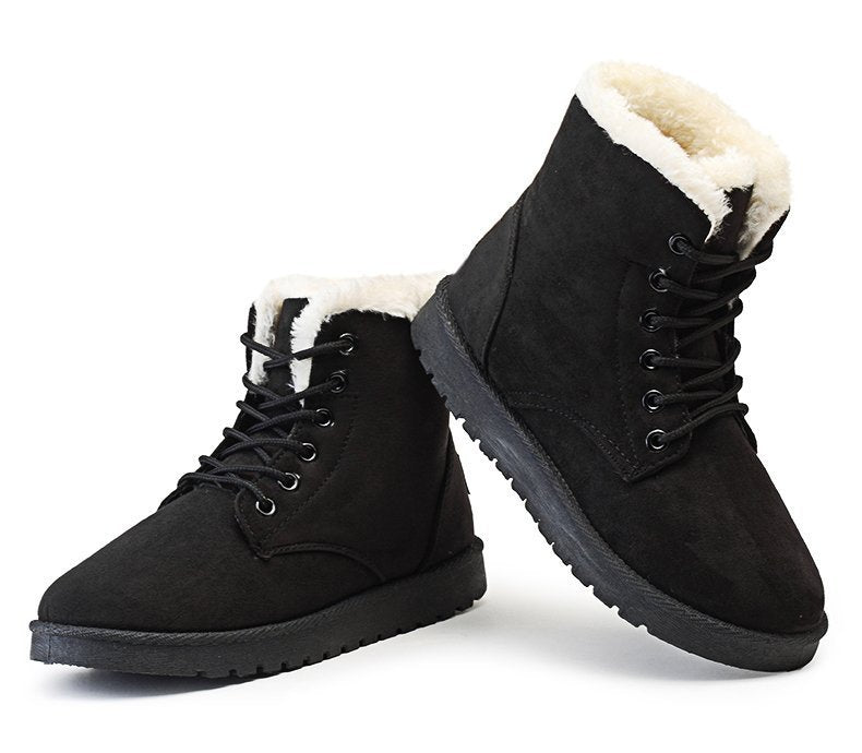 Warm Women's Snow Boots - Winter Ankle Shoes with Plush Insole