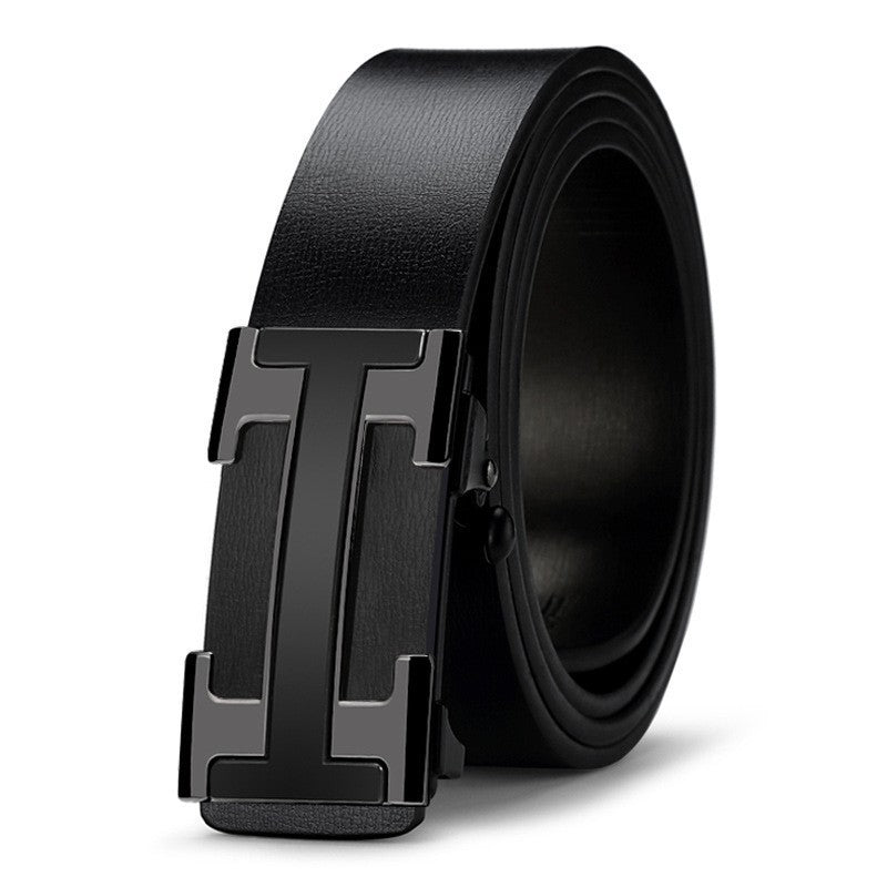 Men's Toothless Automatic Buckle Belt Business Casual Two-Layer Cowhide - Seamless Sophistication