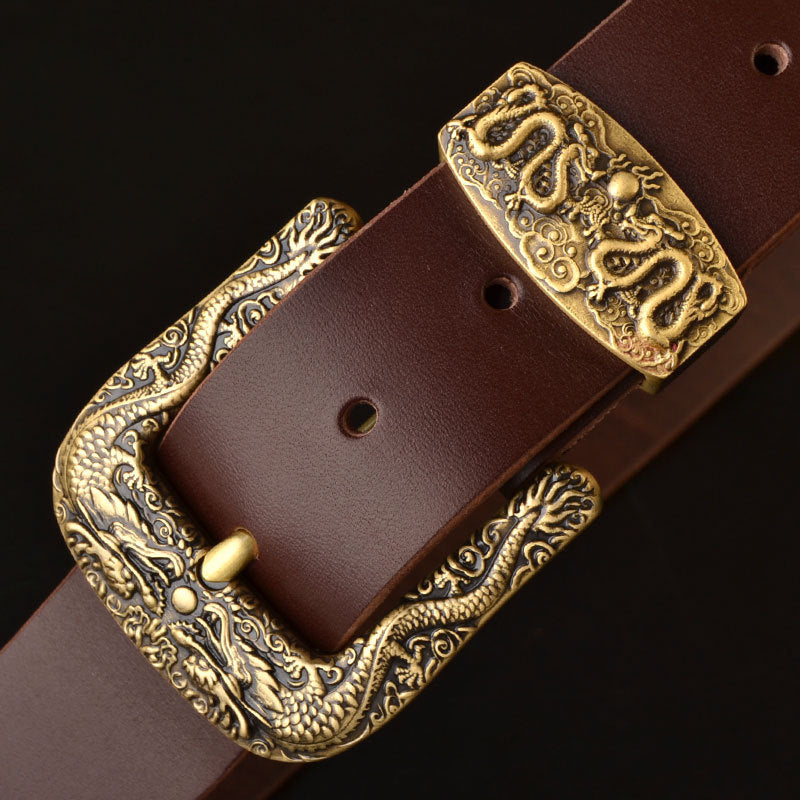 Solid Brass Belt Buckle Casual Pin Genuine Leather - Craftsman Quality