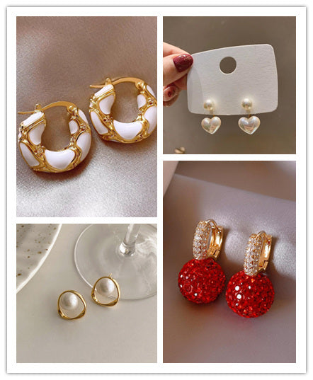 925 Silver Needle Pearl Cold Wind Irregular Geometric Cutout Earrings