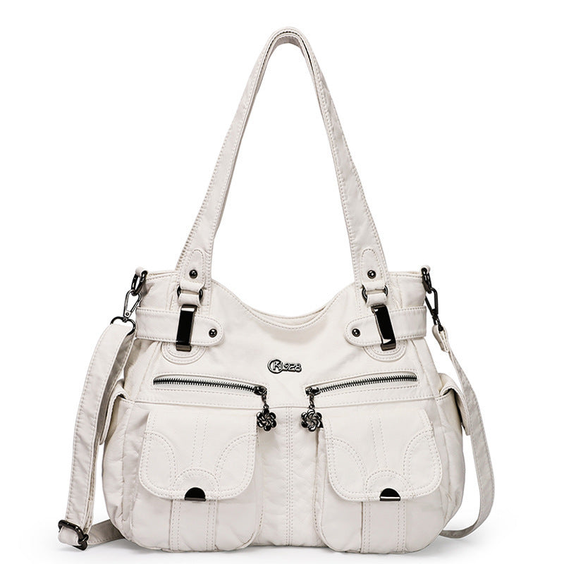 Sac messager Portable en cuir souple pour femmes, sacs à bandoulière avec poche à fermeture éclair, fourre-tout souple et décontracté