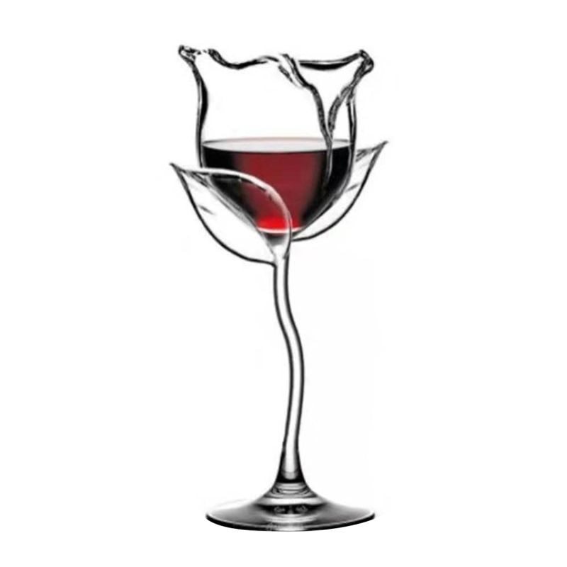 Fint rött vinglas vincocktailglas 100ml rosenblomsformat vinglas fest barbehör dricksglas