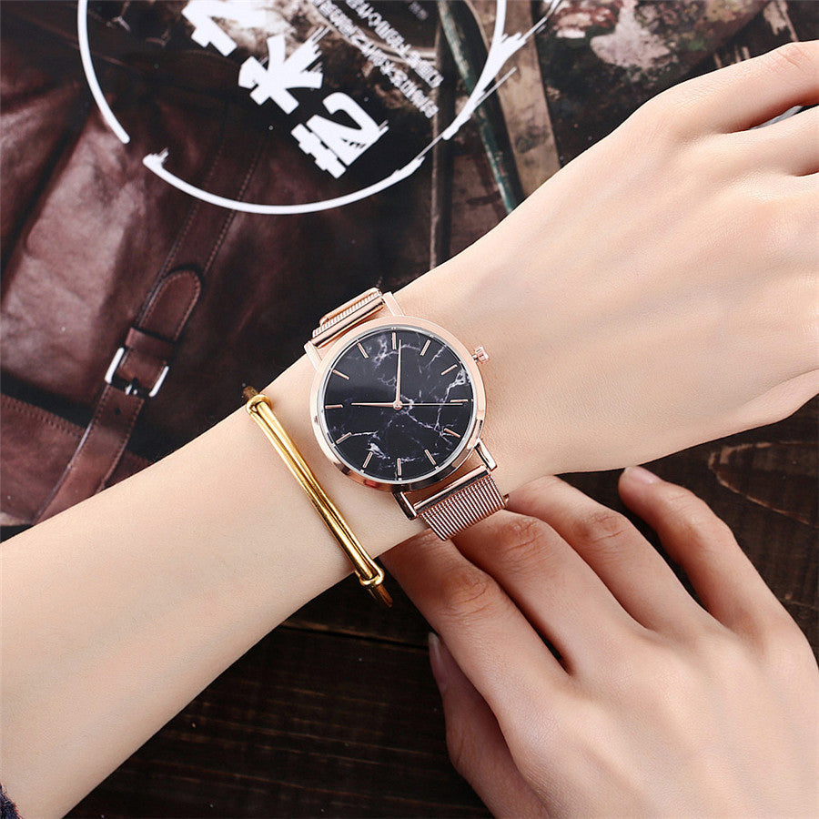 Vansvar Fashion Brand Silver And Gold Mesh Band Creative Marble Wristwatch Casual Women Quartz Watches Gift Relogio Feminino - Elegant Stylish Functional Unique Sophisticated Must-Have