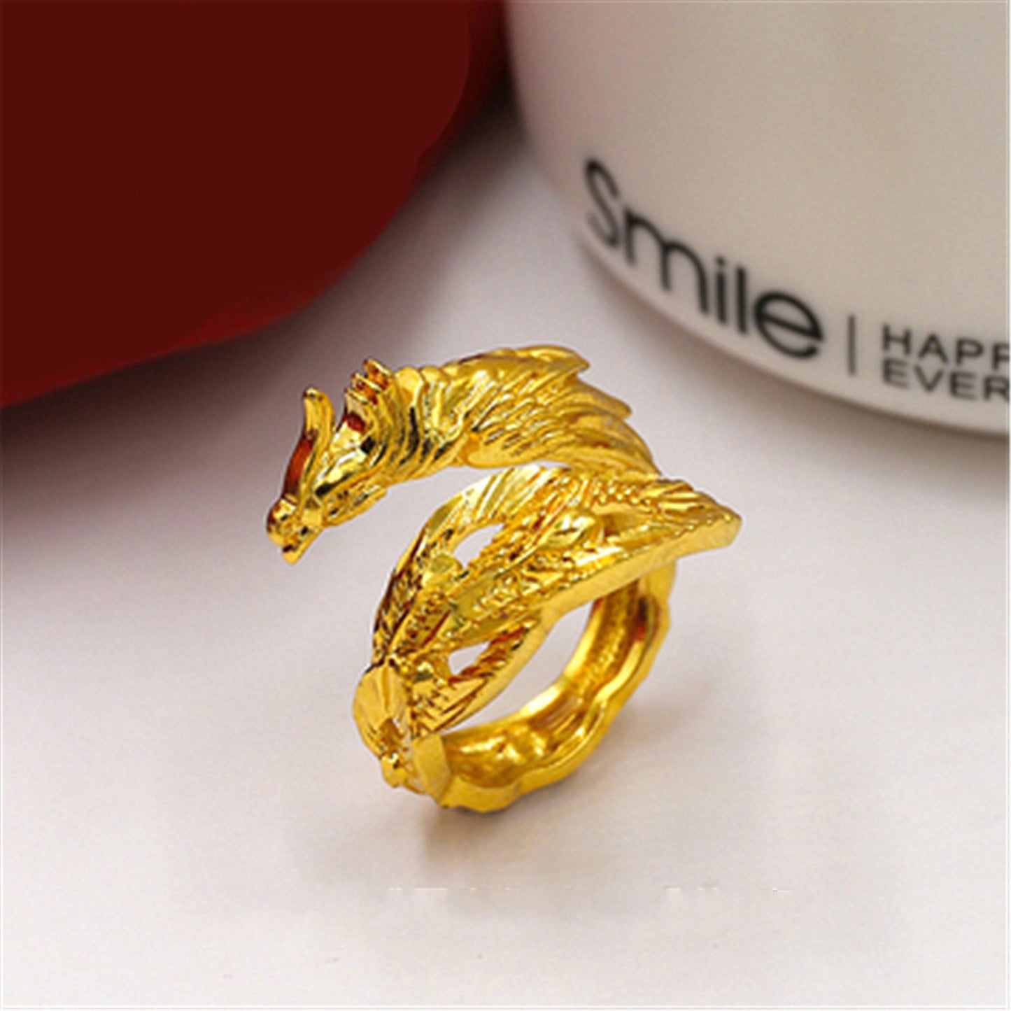Bague amoureux du dragon et du phénix