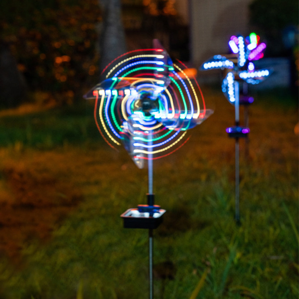 Summer Home Vacation - Led Solar Wind Spinner Light Garden Path Outdoor Yard Pinwheels Windmill Decor
