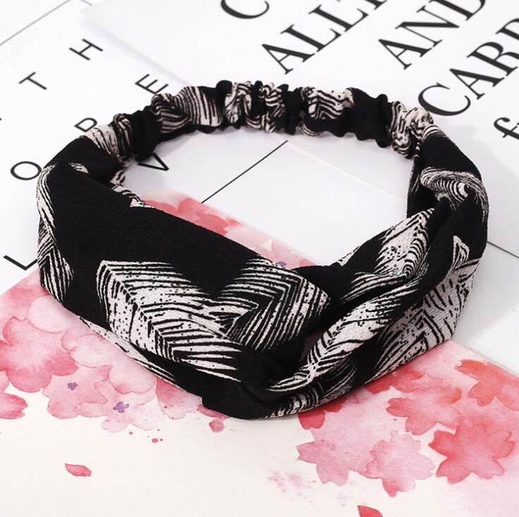 Kvinnor retrostil hårband blommigt tryck pannband Cross