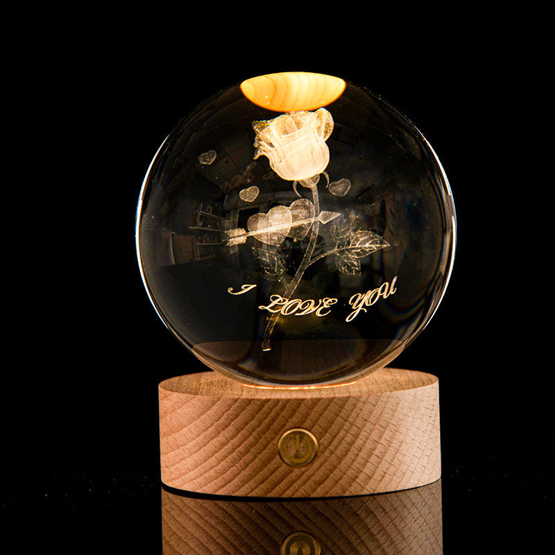 Lysande Galaxy Crystal Ball Dekoration 3D Laser Inre Carving