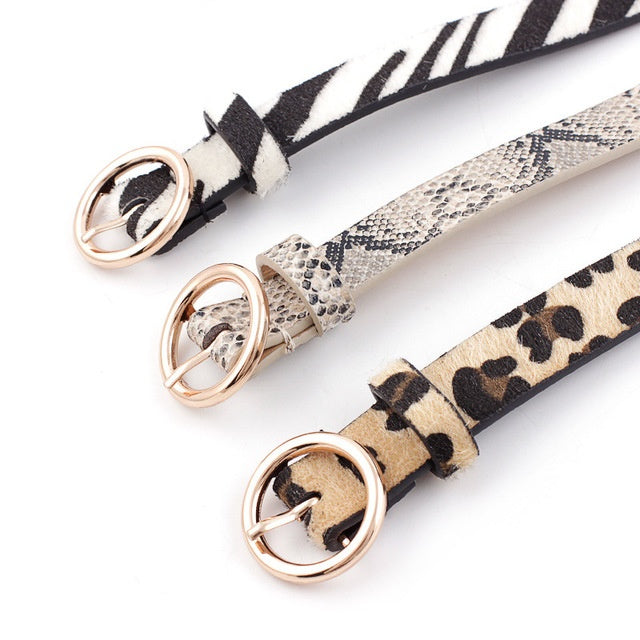 Fashion Round Button Leopard Zebra Snake Belt - Wild Expression