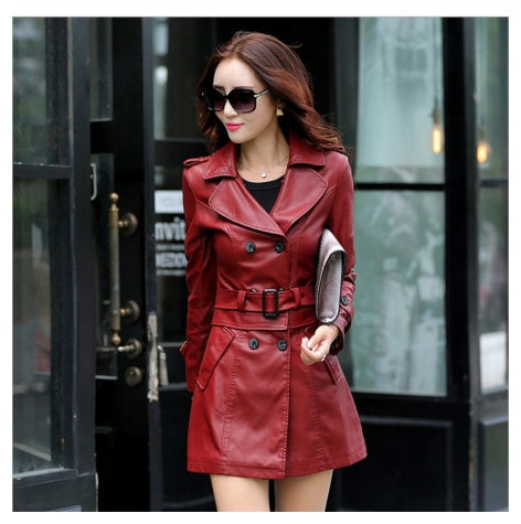 Trench slim en cuir PUrench