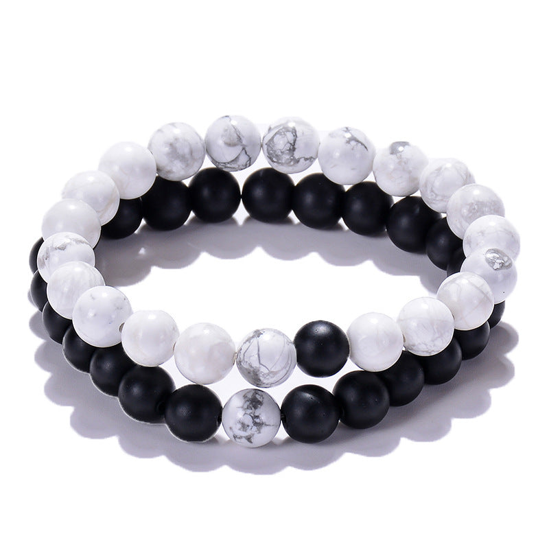 Mattsvart matt sten malakit par armband armband