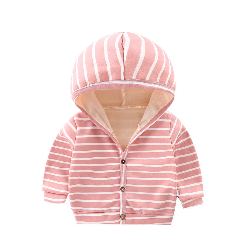 Pull à capuche pour enfants et veste cardigan rembourrée en velours