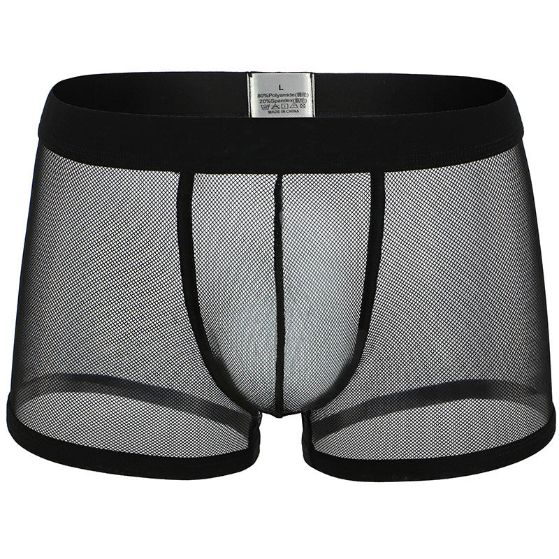 Men's Underwear Mesh Breathable Boxers Low Waist Transparent Boxers Youth Cool Shorts