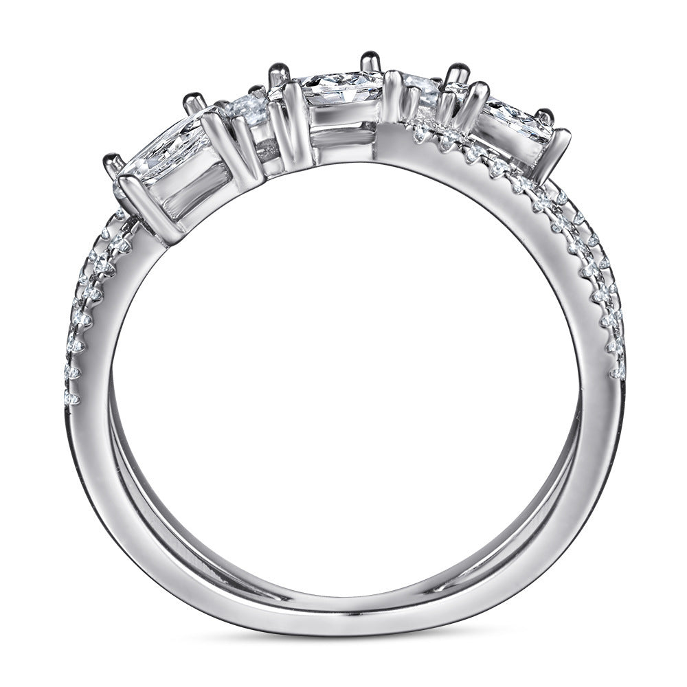 Anneaux 925 argent rotatif croix Denier Zircon bague de fiançailles de mariage pour femmes