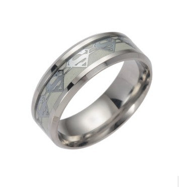 Stainless Steel Batman Symbol Luminous Men's Rings Never Sliding Ring