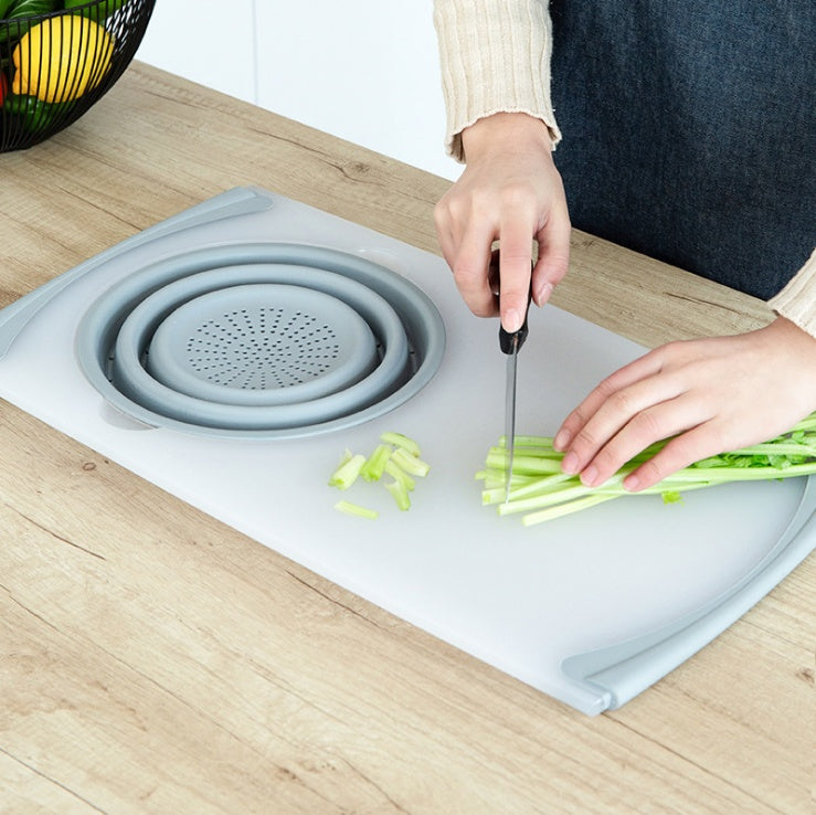 Innovative Multi-Functional 3 in 1 Cutting Board Removable Folding Drain Basket