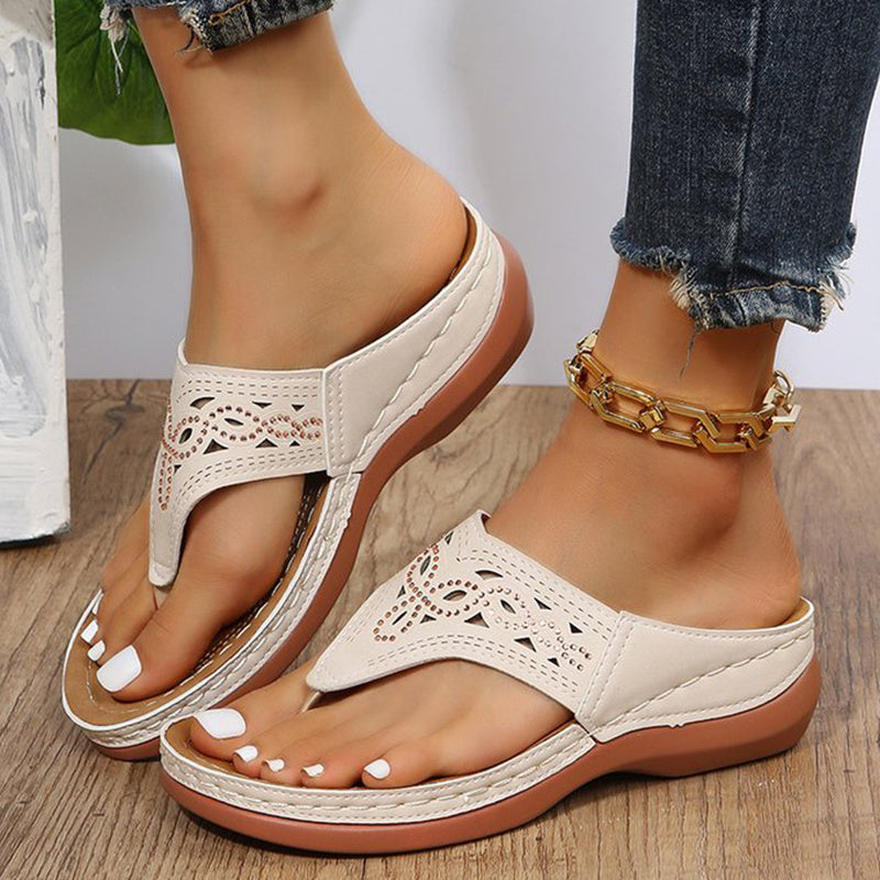 Women's Rhinestone Clip Toe Wedge Sandals