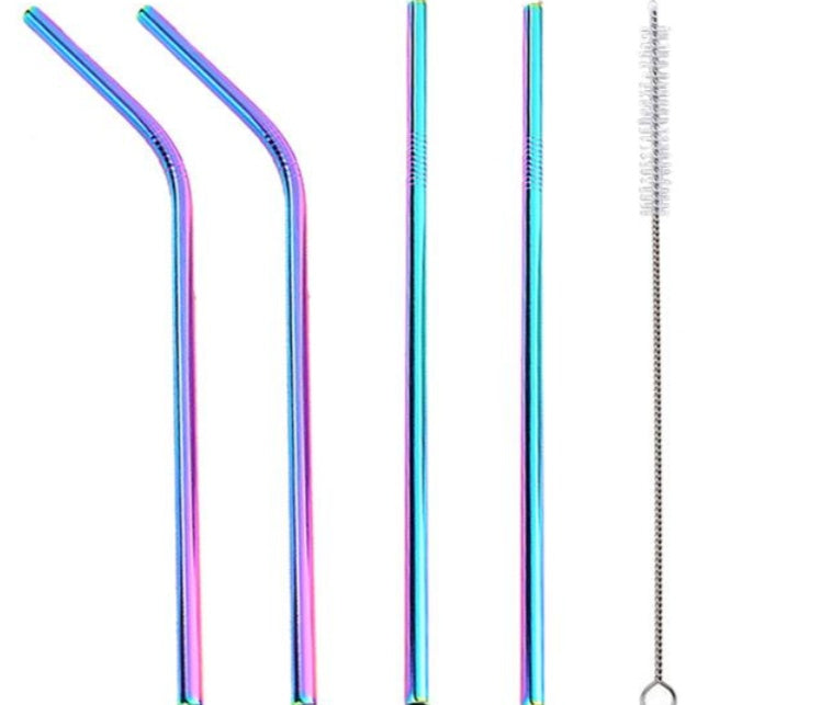 Colorful Reusable Stainless Steel Straws 4PCS/Pack
