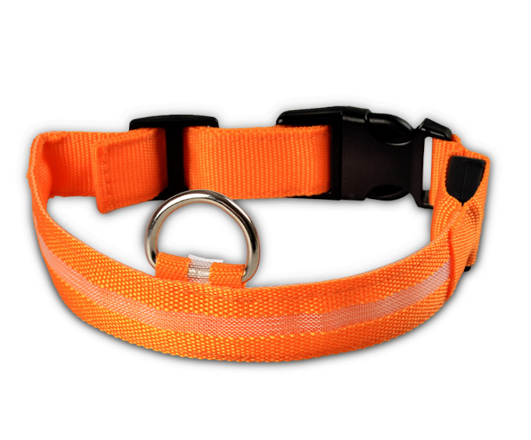 Nylon LED Hund Ljushalsband Nattsäkerhet Blinkande Glöd i mörkt Hund Kattkoppel Justerbara husdjurstillbehör