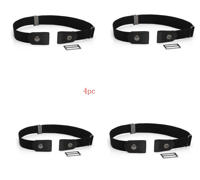 Men's Leather Slim Stretch Invisible Jeans Lazy Belt - Seamless Comfort