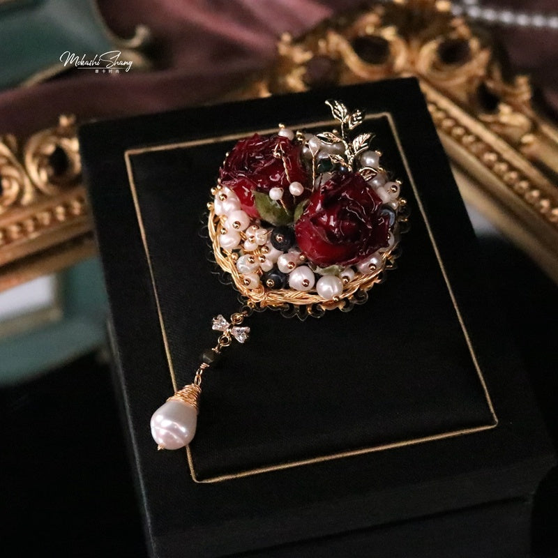 Accessoires de corsage de décoration de broche rose