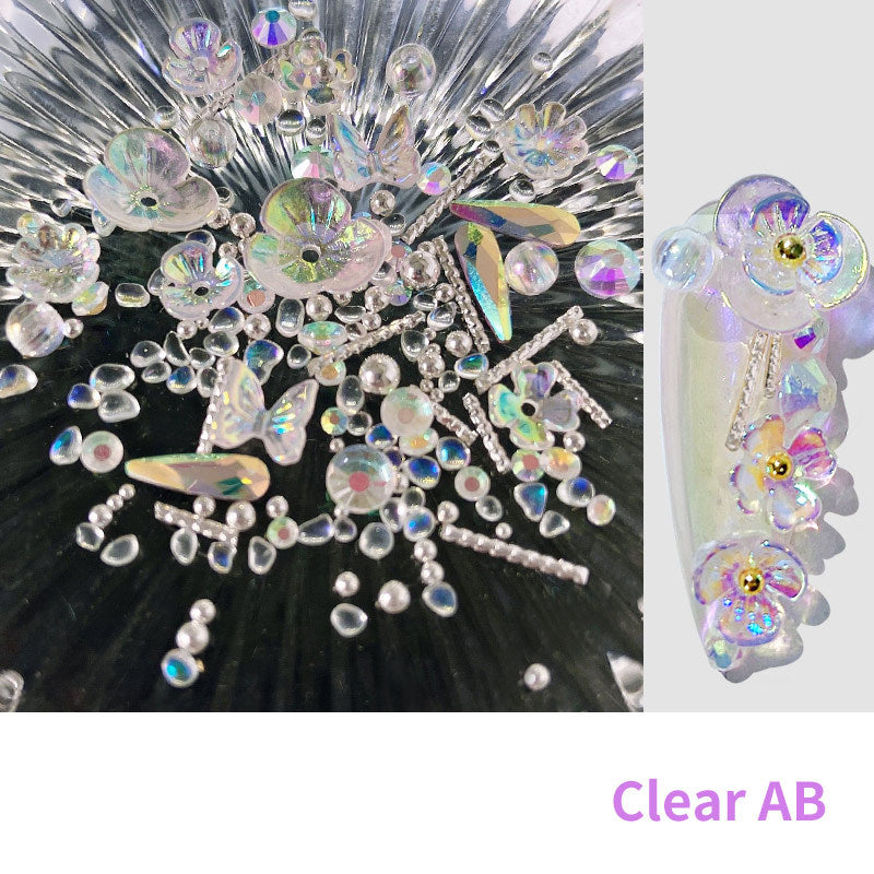 Flower Butterfly Nail Sequins - Ice Through Design | 15g Nail Art Decoration