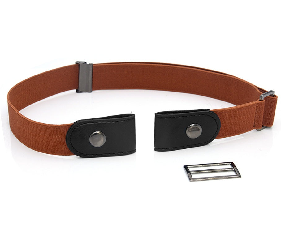 Men's Leather Slim Stretch Invisible Jeans Lazy Belt - Seamless Comfort