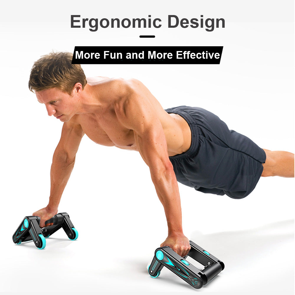 Professional NENGNAI Abdominal Muscle Wheel - PP/NBR/TPR/Metal (Black + Lake Blue, Dual Purpose Foldable)
