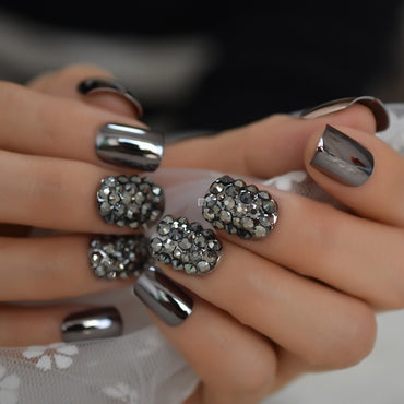 Professional Metal Press-On Nails - Women's High-Quality Collection | Realistic Shape Easy Clean
