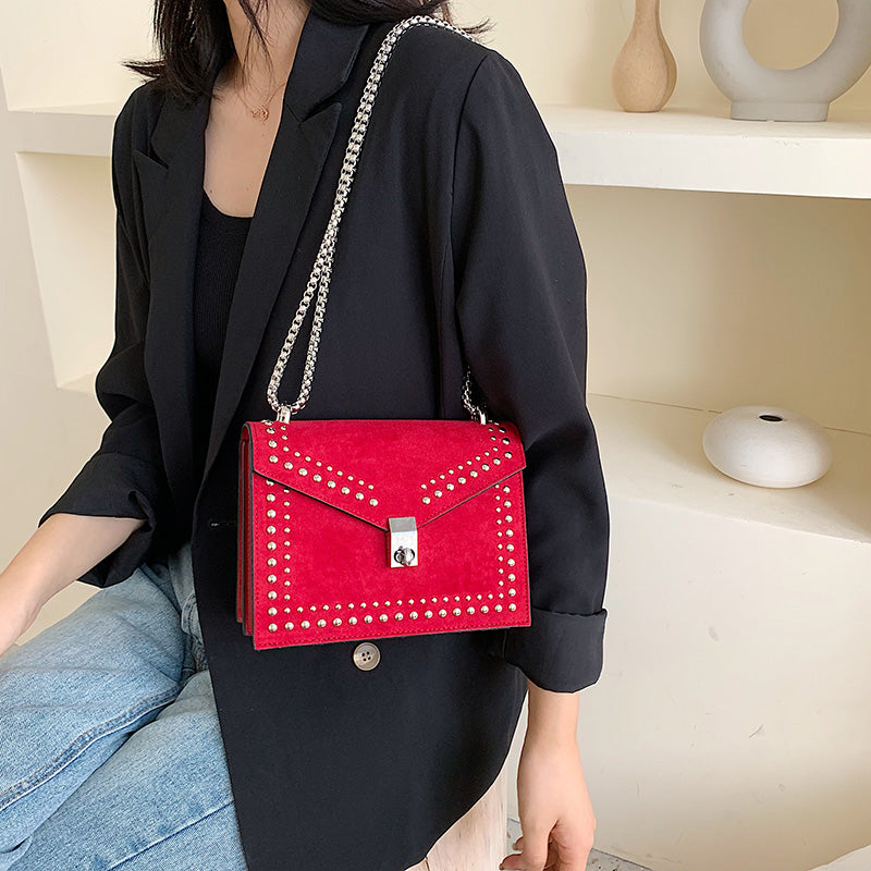 Textured Leather Mini Messenger - Compact Shoulder Bag with Scrub Finish