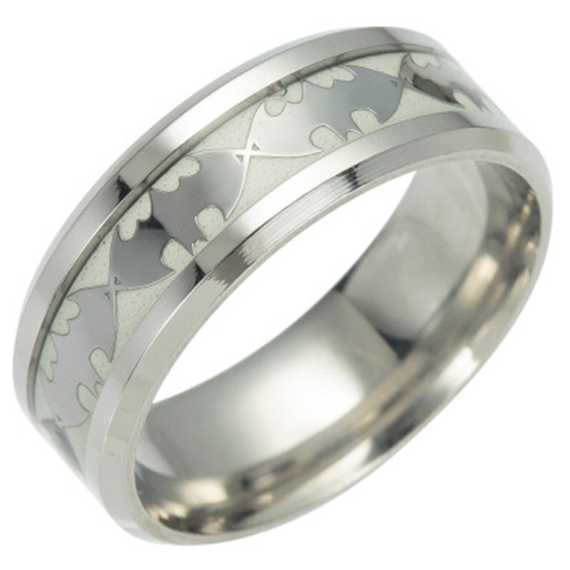 Stainless Steel Batman Symbol Luminous Men's Rings Never Sliding Ring