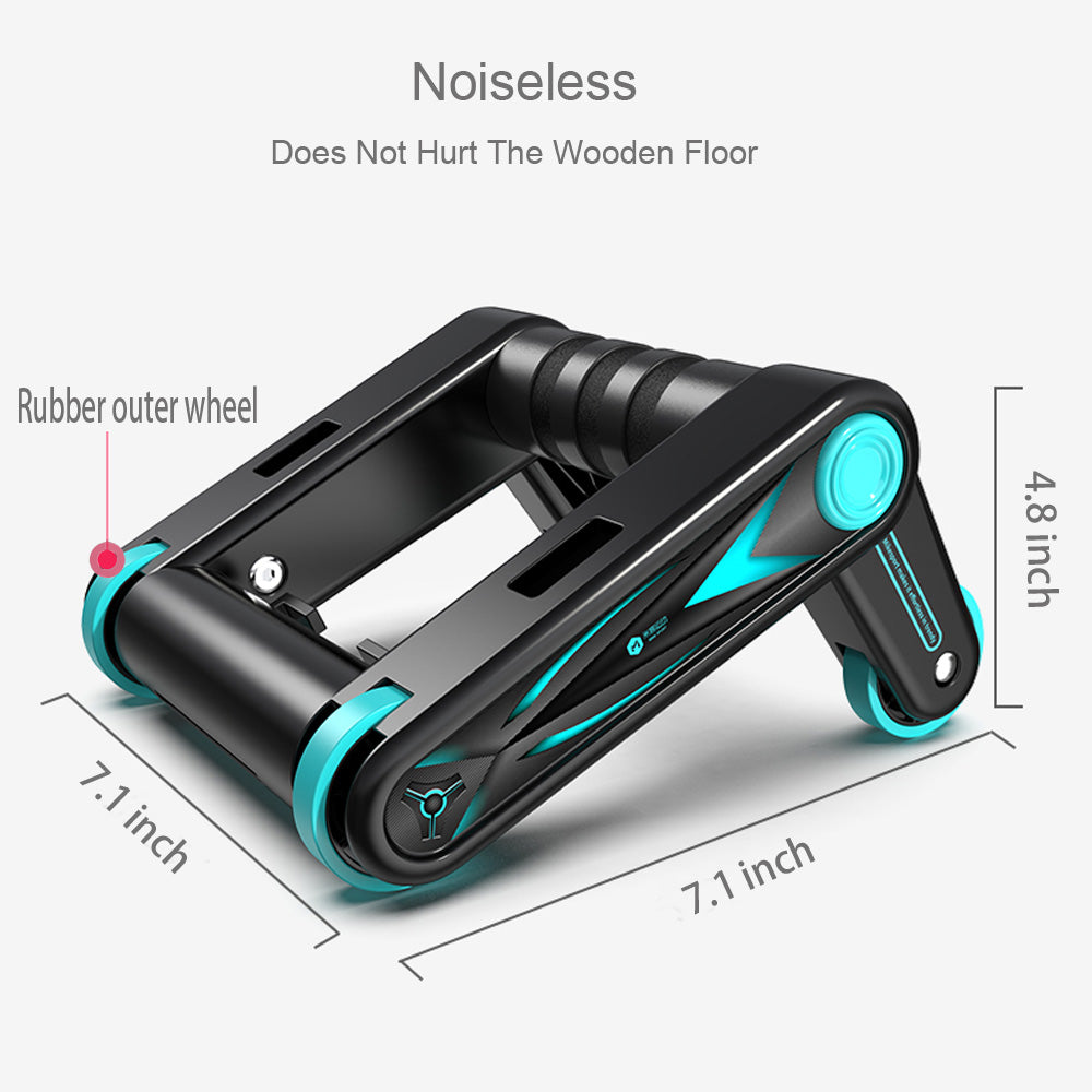 Professional NENGNAI Abdominal Muscle Wheel - PP/NBR/TPR/Metal (Black + Lake Blue, Dual Purpose Foldable)