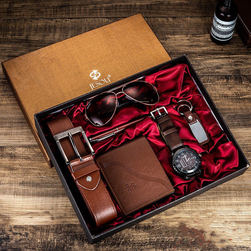 Men's Premium 6-Piece Gift Box Set Black/Brown - Luxury Collection