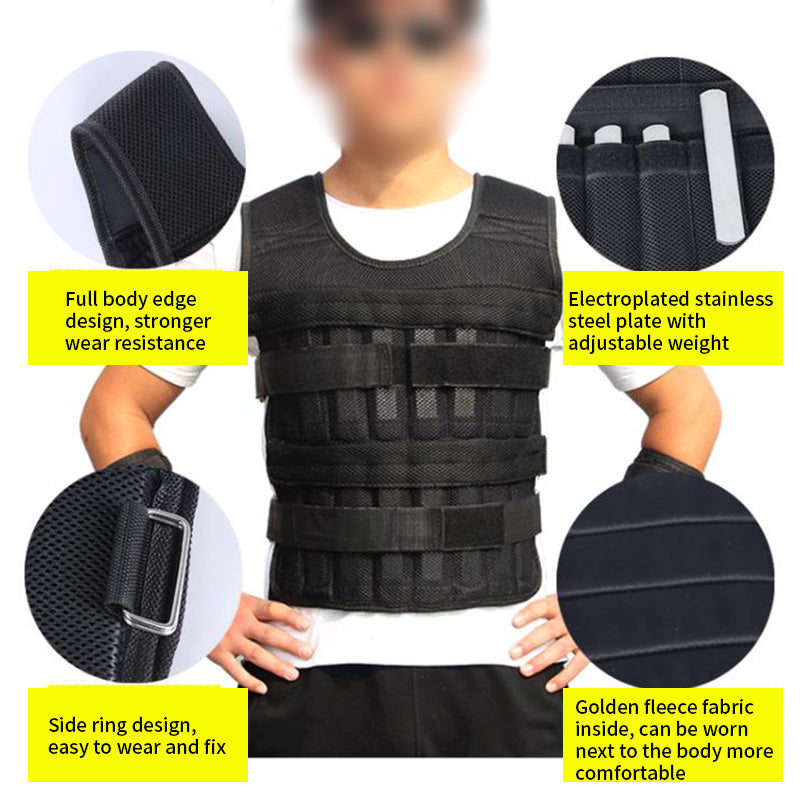 Professional Running Sport Weight Vest - Breathable Mesh Construction (15kg/35kg Capacity, Black)