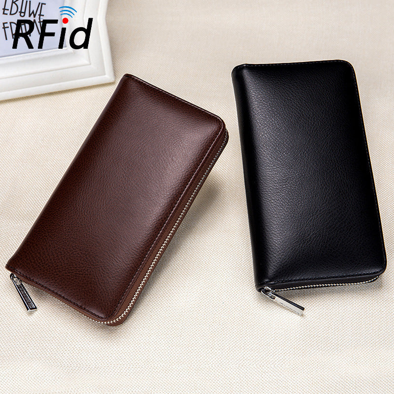 Portefeuille Rfid en cuir véritable de vache pour hommes, nombreux départements, 36 fentes, porte-carte, poche pour téléphone portable, pochette longue