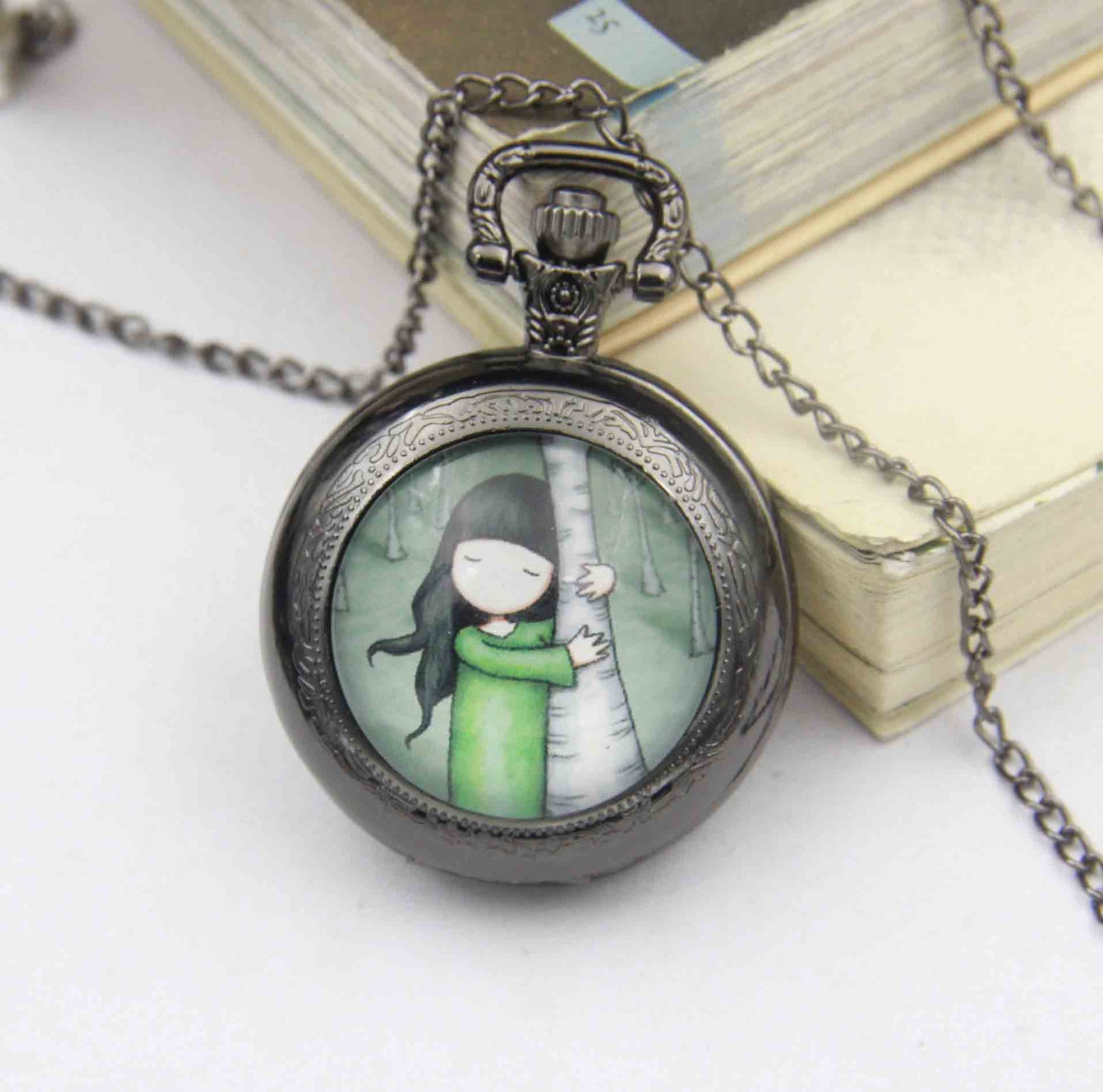 Retro Bronze Steampunk Quartz Pocket Watch Stainless Steel Chain Necklace 30cm For Men For Women With Gift Box - Vintage Intricate Elegant Unisex