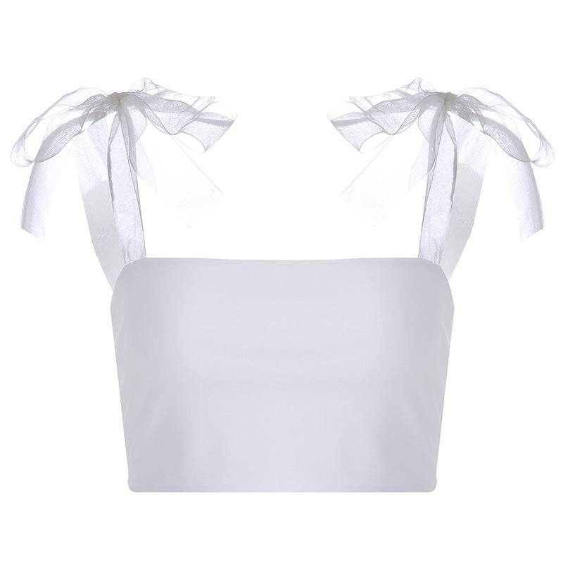 C it all Transparent Ribbon Strap Tank Top