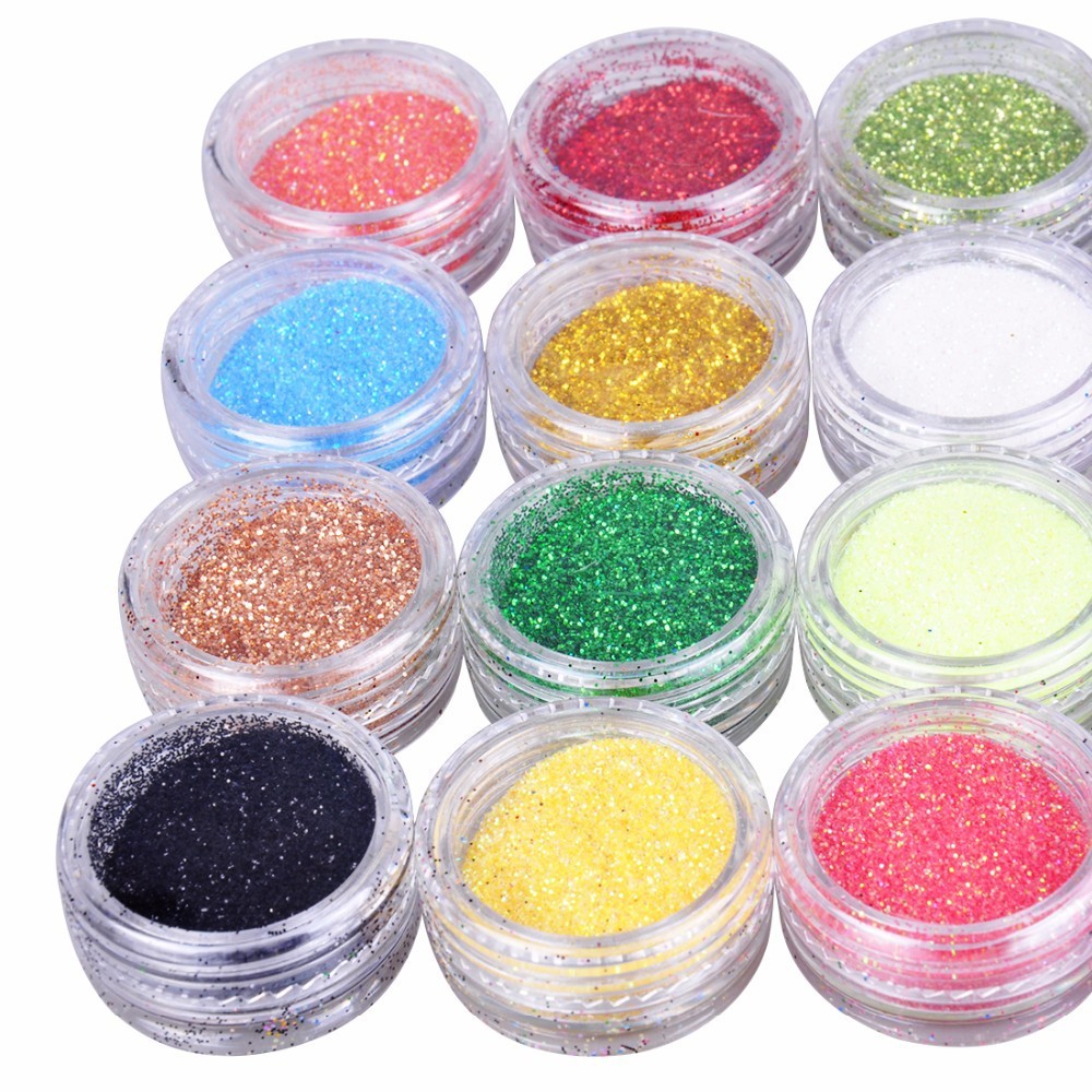 24-Color 3D Nail Glitter Set - 128.5g Professional | 17.2x11.5x1.5cm Case