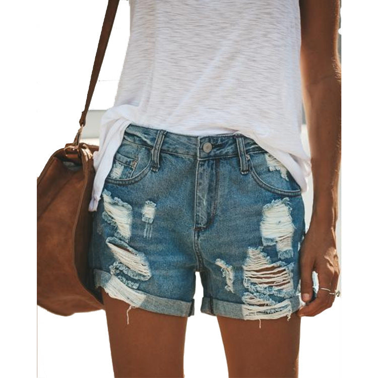 Women denim shorts ripped - Distressed Edge