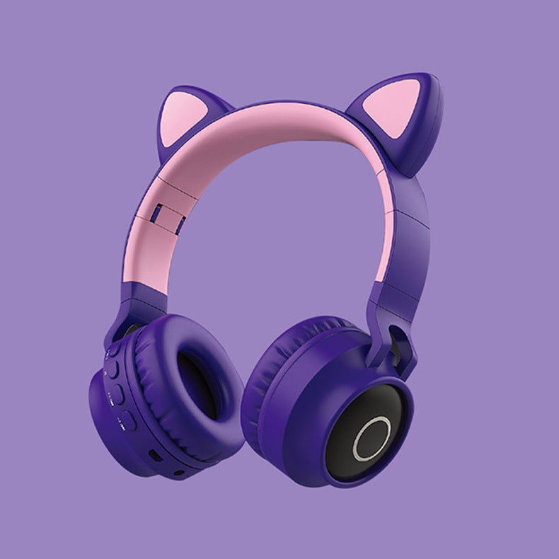 LED-ljus Cat Ear-hörlurar Trådlösa Bluetooth 5.0 Headset Bärbara hopfällbara barnhörlurar med mikrofon Bästa presenten