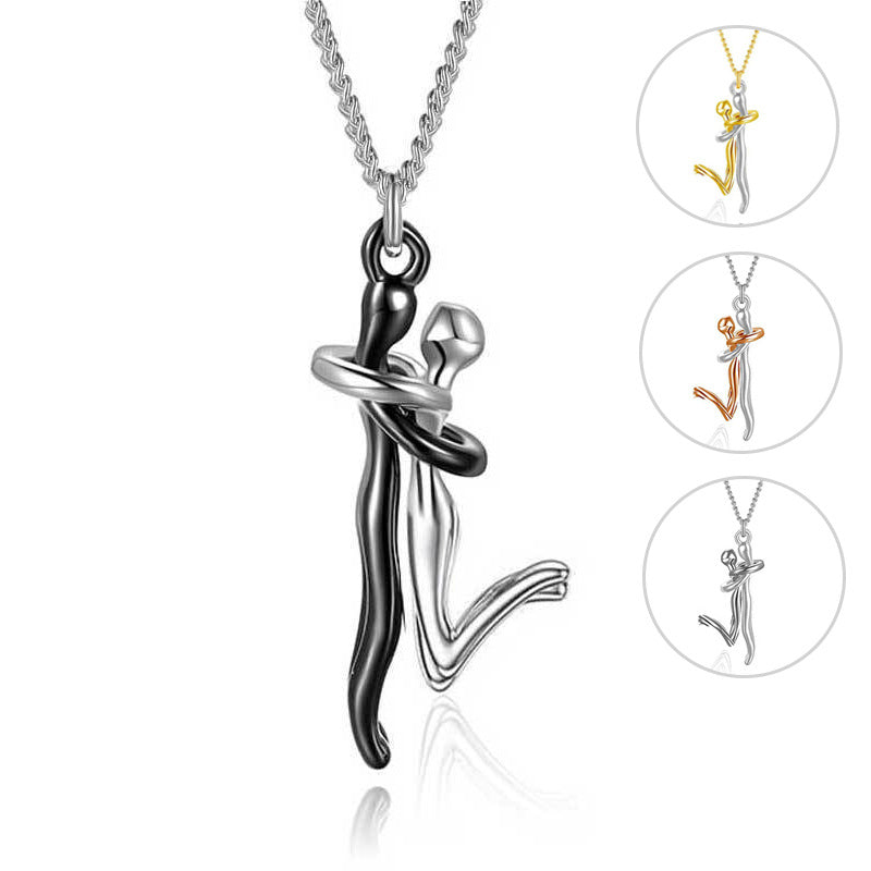 18K Kärlek Kram Halsband Par Årsdag Alla hjärtans dag Gåva Mode Enkelt Temperament Nyckelbenskedja Hänge Halsband