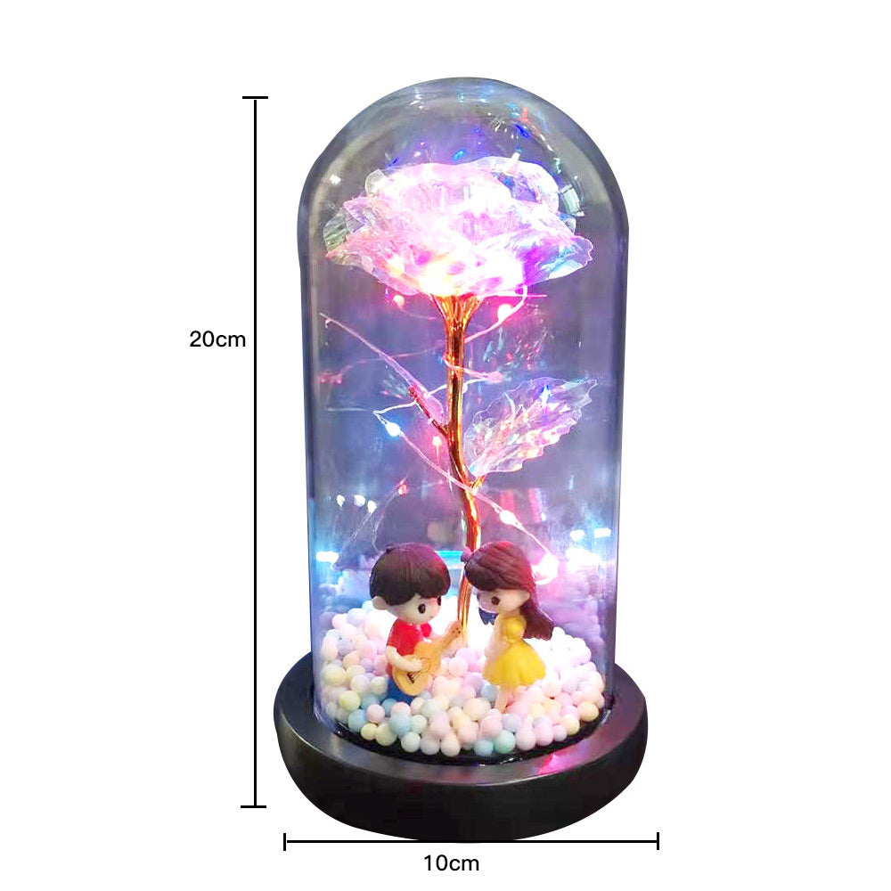 Rose éternelle de beauté en flacon, décoration de mariage, fleurs artificielles, couverture en verre pour cadeau de saint-valentin, décoration de maison