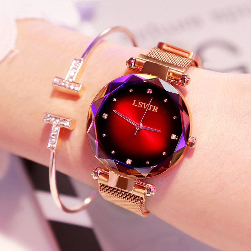 Montres femmes en or Rose mode diamant dames ciel étoilé aimant montre étanche femme montre-bracelet