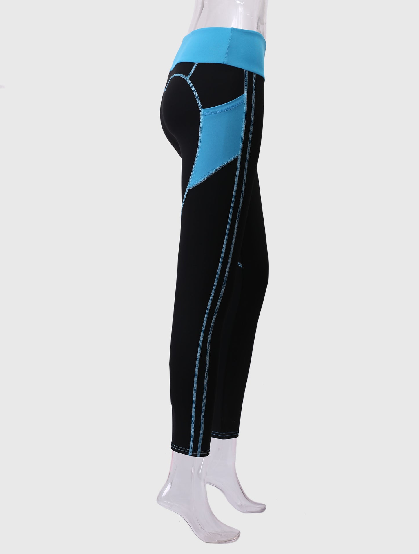 Leggings gothiques bloc de couleurs à séchage rapide, Leggings de Fitness longueur cheville à la mode avec poche