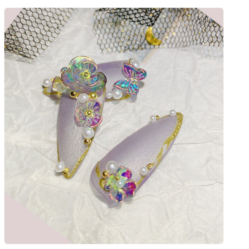 Flower Butterfly Nail Sequins - Ice Through Design | 15g Nail Art Decoration
